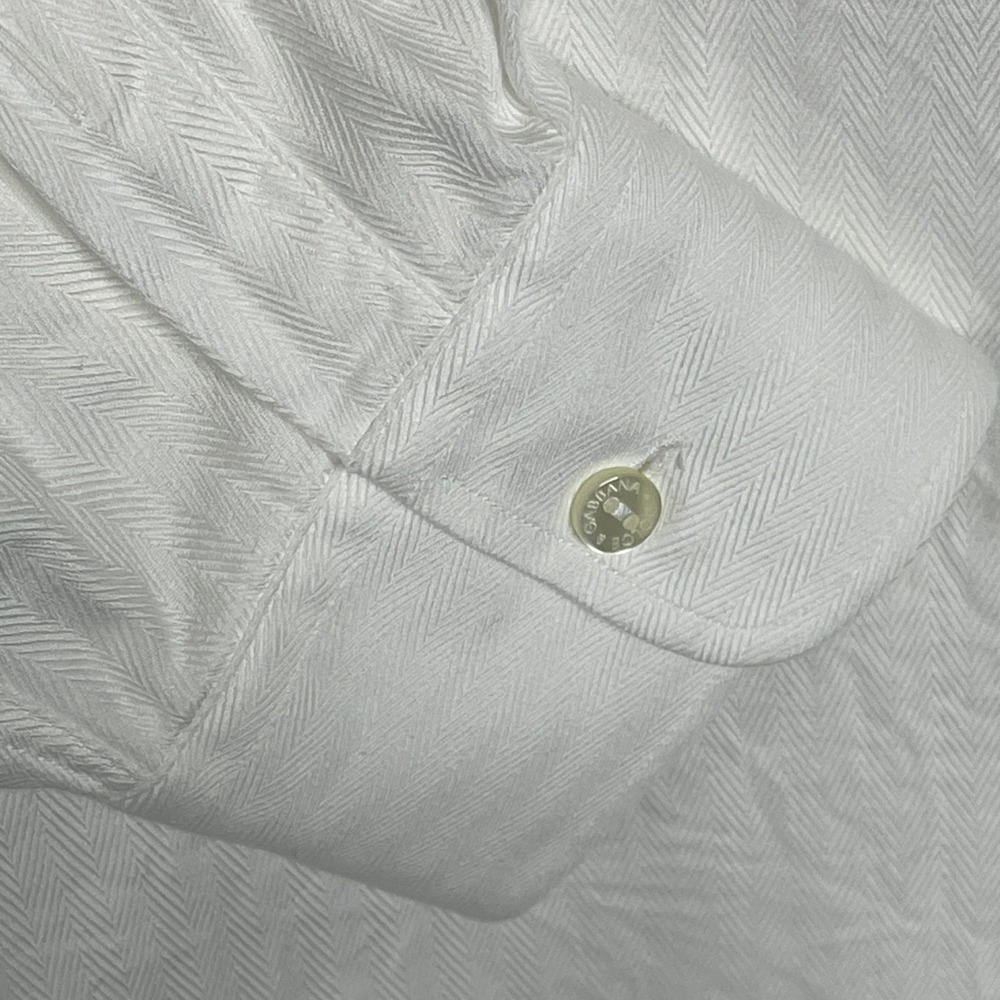 Dolce & Gabbana White Herringbone Cotton Button Down Shirt Mens 17/43 Italy - Picture 4 of 8